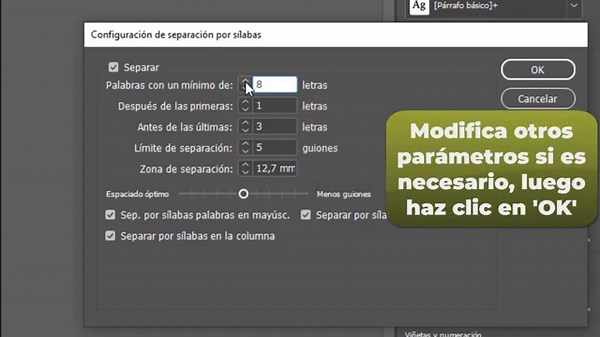 Cómo eliminar espacios al justificar texto en InDesign