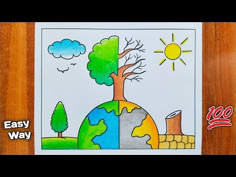 World Environment Day Drawing / Environment Day Poster Drawing / Save Environment Drawing Easy Steps