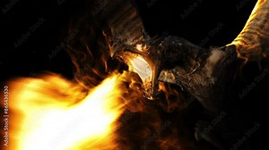 3D Fire dragon Ice breath animation. 3D Attack. 3D Monster Dragon Mythology with Alpha channel. Dragon Ice flame for logo