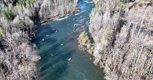 3.6K views · 114 reactions | McKenzie River Wooden Drift Boat Parade on their way to Eagle Rock Lodge for the McKenzie River Wooden Drift Boat Festival. 04/22/23 | McKenzie River Drone Photography | Facebook