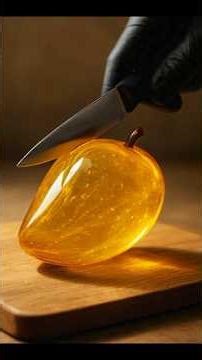 Cutting a Glass Mango 🍋 | Hyper Realistic Macro Art |#shorts #viral #reels
