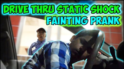 Drive Thru Static Shock Fainting Prank surprises workers with fainting gag