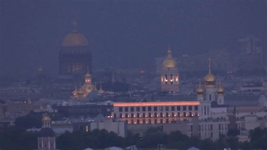 Summer thunderstorms crack over St Petersburg, Russia