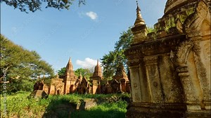 Time Lapse with a dolly move of one of my hundred of ancient Buddhist monuments in Bagan Myanmar