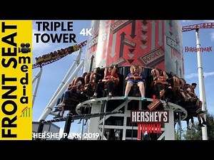 Hershey Triple Tower POV 4K On-Ride Hershey Park Front Seat - Hershey's Tower 2019