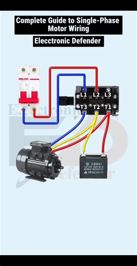 Complete Guide to Single-Phase Motor Wiring #ElectricalTips #DIYElectric #ElectricProjects #HomeElectrical #TechTutorial #LifeHacks #ElectricalHack | Elecctronic Defined