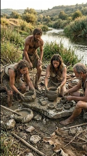 How Did the First Pottery Begin? 🔥 Life 10,000 Years Ago #cavemen #survival #shorts