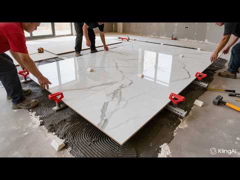 Professional Technique For Laying Large Format 800x800 Tiles: The Tile Install Process Is Impressive