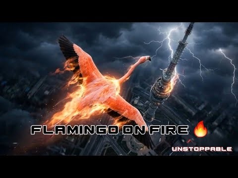 Fire Flamingo Awakens 🔥 | Flamingo on Fire with MusicBeats#FireFlamingo#cinematicvideo#aiart#aividio
