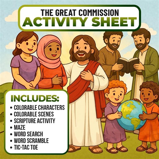 Great Commission Craft Printable, Bible Activity Page for Kids, Sunday School Coloring Worksheet, Christian Lesson Instant Download - Etsy