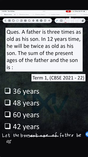 Mr. Maths Akademy on Instagram: "Day 55/150 📚🔥 Linear Equations – Age Wala Question 📌 CBSE Term 1 (2021–22) Age problems = confusion max 😵‍💫 “Abhi itni umar, 5 saal baad woh umar…” 😭😂 Par agar concept clear hai, toh yeh question easy marks deta hai 💯 Solve once, boards mein smile guaranteed 😎✍️ Save & practice ✔️ . . . . . . . . . #Day55 #LinearEquations #AgeProblem #Term1CBSE #CBSE2021"