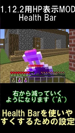 プレイヤーのHPを表示する「Health Bar」を使いやすくするための設定変更【マインクラフト】【Health Bar】【1.12.2】#shorts #マイクラ #minecraft #mod