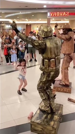 Little girl dancing with a robot #dance #cute