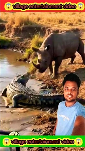 Rhino vs Crocodile_Battle between a rhino and a crocodile😱