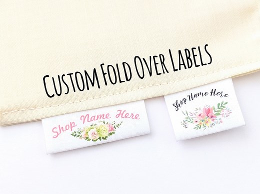 Custom Fabric Labels Fold-over Style - 1"x2" Cotton Sew-in Tags | Personalized Logo & Text | Quilting, Crochet, Handmade Branding Labels - Etsy