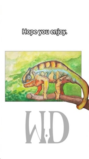 Final time-lapse of the Chameleon. #art #inkdrawing #watercolorpainting #chameleon