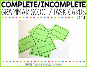 Complete/Incomplete Sentences Task Cards