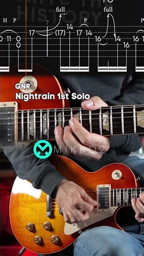 GNR - Nightrain 1st Solo Slow Tutorial & TABS