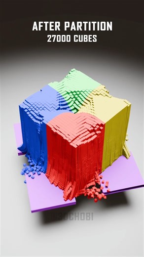 Watch Satisfying Multiple Colourful Partition of 27000 Cubes #satisfying #animation #blender #3dart #reels #virelreels | 3D Chobi