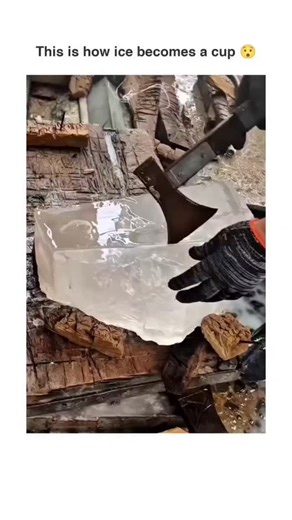 @ilike_funmemes on Instagram: "In this video, we see a fascinating process where a giant block of ice is being transformed into a real, drinkable glass. Using precise carving techniques, the ice block is carefully shaped and hollowed out to create a functional cup. This is not CGI or a trick—it's completely real. The craftsmanship and patience required to sculpt ice into a usable glass are incredible, as ice is fragile and can easily crack. Once finished, the ice cup is ready to hold beverages, 