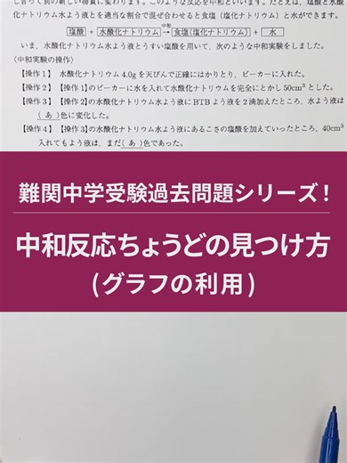 難関中学受験理科過去問解説シリーズ 【中和反応グラフの利用】 #中学入試 #中学受験 #中受 #過去問 #過去問解説 #解説動画 #演習 #理科 #化学 #星光 #中和 #クリエートベース #集団個別指導 #わかりにくいをわかりやすく