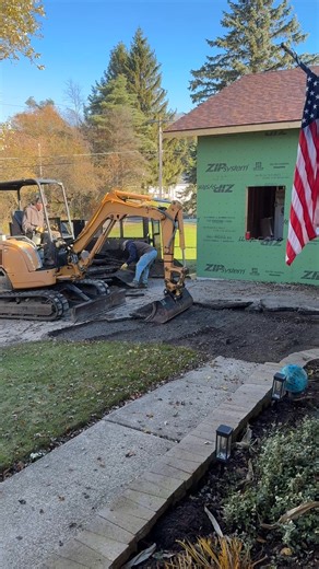 Concrete prep for a new patio pad that will be poured later on today. Bringing the old driveway up to where it needs to be so that we can begin to reframe the old garage door into 2 French Doors… stay tuned for more updates 朗 #wellnessroom #garagebuild #concrete #robthebuilder | Landshapes Construction Company | Facebook