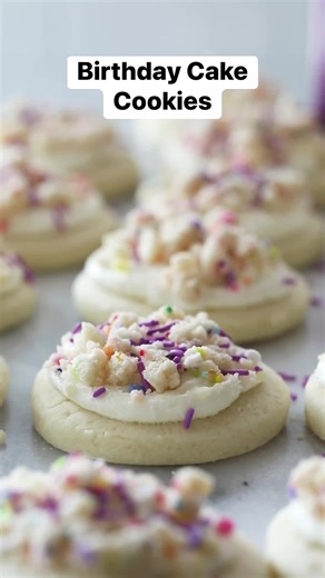13K views · 517 reactions | These soft Birthday Cake Cookies are topped with a perfectly sweet cream cheese frosting and birthday cake crumbs. My recipe is 100% from-scratch, lots of fun to make, and takes just 45 minutes to prep! Recipe: https://sugarspunrun.com/birthday-cake-cookies/ | Sugar Spun Run | Facebook