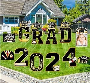 2023 Graduation Decorations Extra Large 15” Graduation Yard Sign with Photo Display Board Waterproof Class of 2023 Party Decorations Congrats Grad Yard Letters Stakes for Lanw Outdoor Decor Graduation