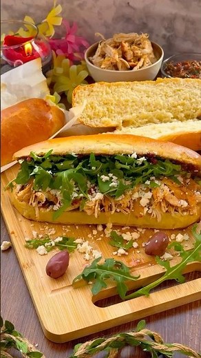 Mediterranean Chicken Submarine Sandwich with Olive Tapenade & Feta Crumbles #sandwich