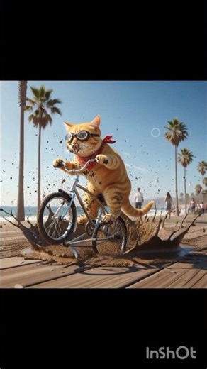 Yellow Cat One Wheelie Fail 😹 | Funny Cat Short#cat