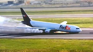 Dramatic moment FedEx plane lands without nose wheel in Turkey