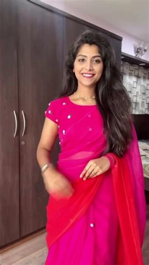 Soft cotton check saree with beautiful hand dying all over and unstitch running blouse with handwork