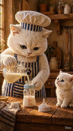 Mr. Chef Cat makes milk for Meo-Meo #chefcat