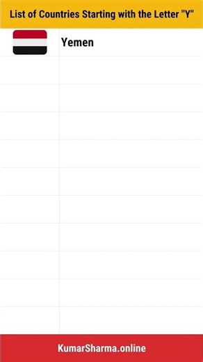 List of Countries Starting with the Letter "Y" | List of All 195 Countries in the world today