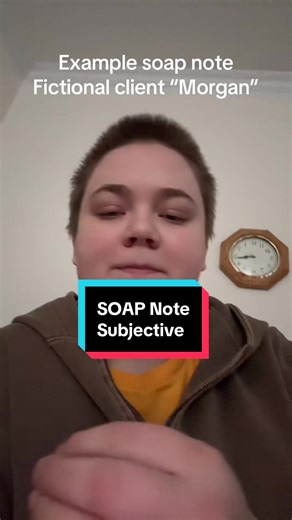SOAP notes are one way that a therapist can track a clients progress and document their clinical intervention. The subjective is the first element of the note which includes details about the provider, the client, the setting, and the initial complaint of the client