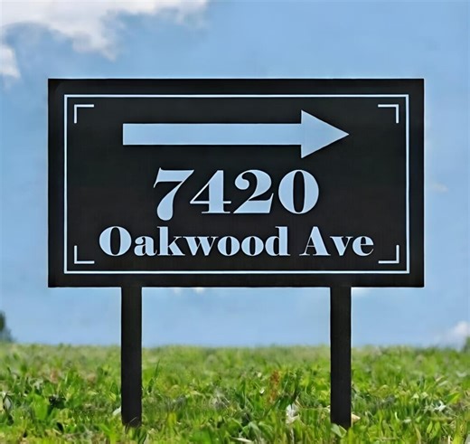 Custom Address Yard Sign, Personalized House Address Sign With Arrow, Metal Address Plaque for Lawn - Etsy