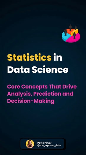 Dr. Pooja | Python | SQL | Power BI | Excel on Instagram: "Statistics is not just theory. It quietly powers how data is summarized, relationships are discovered, uncertainty is measured, and models are evaluated. From understanding raw datasets to validating assumptions and forecasting future outcomes, statistical thinking shapes every serious data science workflow. This series breaks down how different statistical areas support real use cases like prediction, trend analysis, decision-making, an