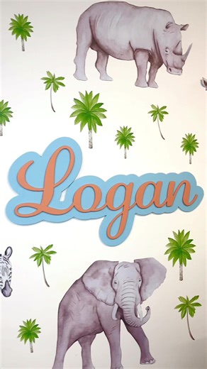 A custom double layer acrylic name plaque 🦒🐘 #eventsignage #processvideo #howtotiktok #artprocess #eventsigns #kidsplaque #acrylicart #acrylicsign #acrylicname #kidsroom #kidstiktok #kidsparty #kidspartyideas