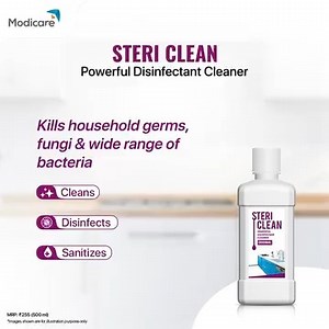 1.2M views · 1.4K reactions | Trust the power of Steri Clean to effortlessly clean and uplift every corner of your home. Steri Clean Powerful Disinfectant Cleaner is effective Fungicide, Germicide and Virucide and is good for cleaning & disinfecting all kinds of surfaces-floors, walls, kitchen countertops, sinks, and much more. ✨ Learn more at: https://bitly.cx/nq7x #Modicare #LiveTheModiway #SochBadlo #SteriClean | Modicare India | Facebook