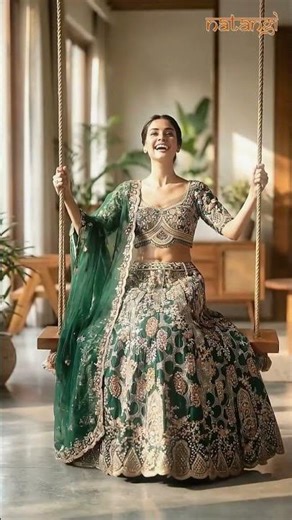 Stunning Green Bridal Lehenga Choli 💚 | Heavy Embroidery Wedding Look 2026