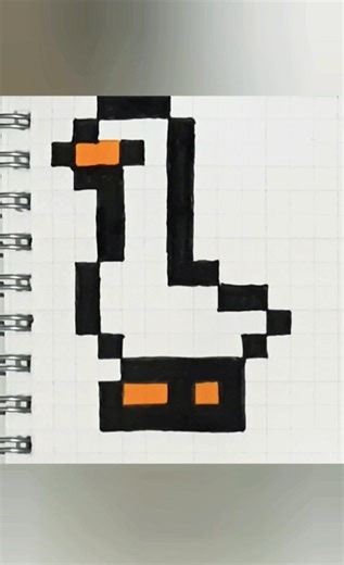Mini Goose 🪿 Pixel Art on Graph Paper | Easy Quick Grid Drawing #Shorts
