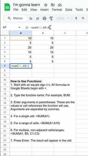 How to Use Functions in Google Sheets