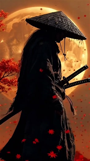 Dark Samurai Aesthetic ⛩️ Full Moon AI Art #Shorts