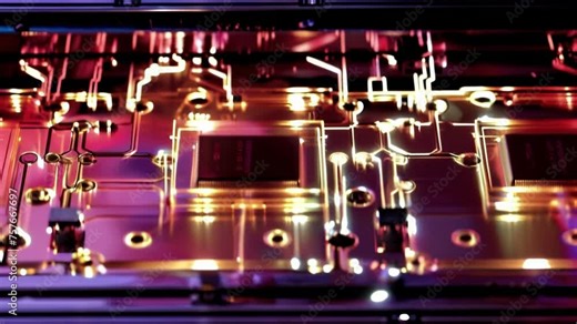 A detailed shot of a modern LCD panel revealing the thin layers of liquid crystals and thin film transistors TFT that allow for precise control and manipulation of light.