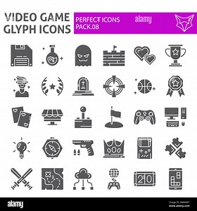 Video game glyph icon set, play symbols collection, vector sketches, logo illustrations, swipe signs solid pictograms package isolated on white background, eps 10 Stock Vector Image & Art - Alamy
