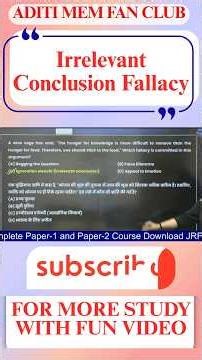 Irrelevant Conclusion Fallacy | UGC NET Paper 1 by Aditi Mam #aditimam #aditimamfanclub #ugcnet