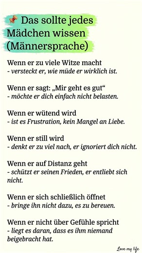 DAS SOLLTE JEDES MÄDCHEN WISSEN (MÄNNERSPRACHE) 🤫💔