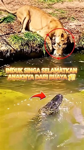 😱 TEGANG, INDUK SINGA SELAMATKAN ANAKNYA DARI BAHAYA 🐊🦁