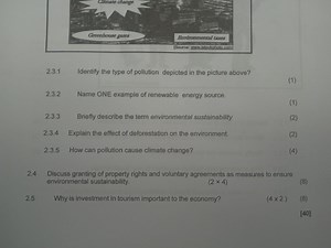 Here are the questions:  2.3.1 Identify the type of pollution d... | Filo