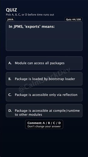 Quiz-144 | Meaning of 'exports' in JPMS? | #shorts #java #quiz